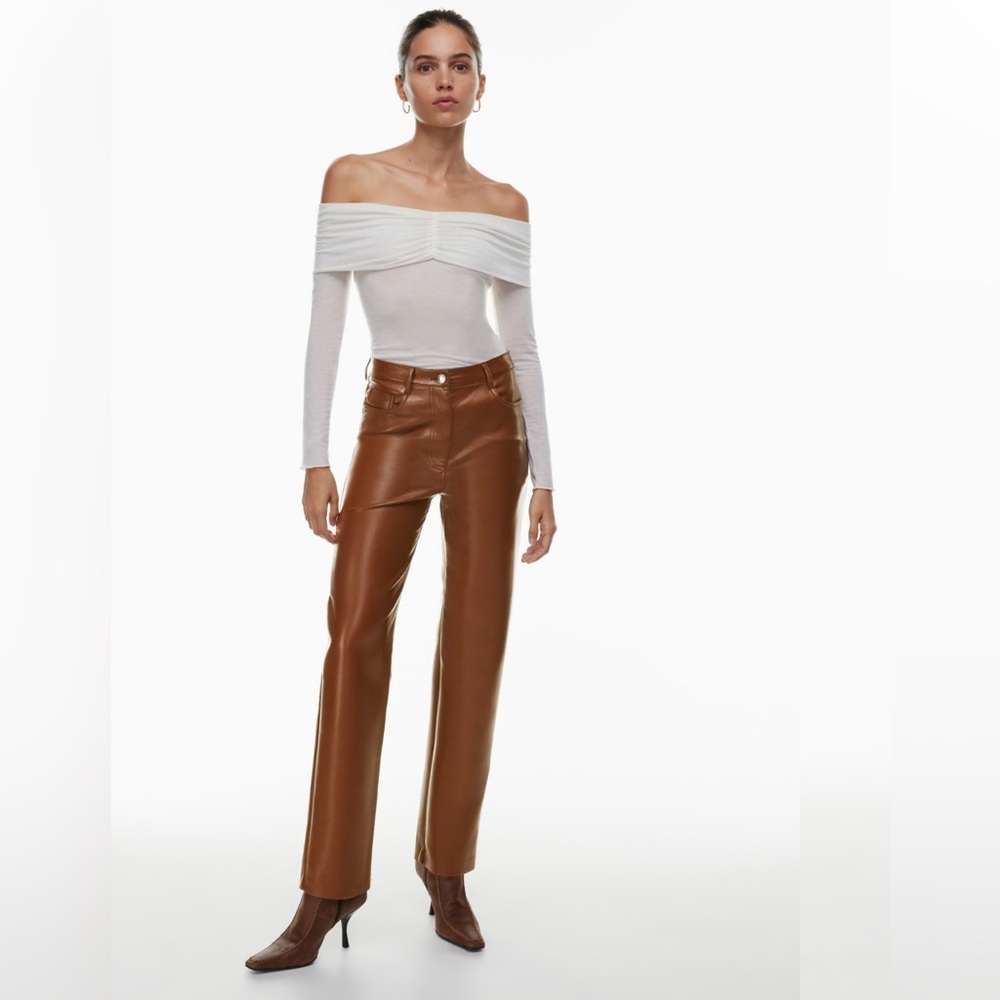 Aritizia Wilfred Melina Vegan Leather Pants in Cognac